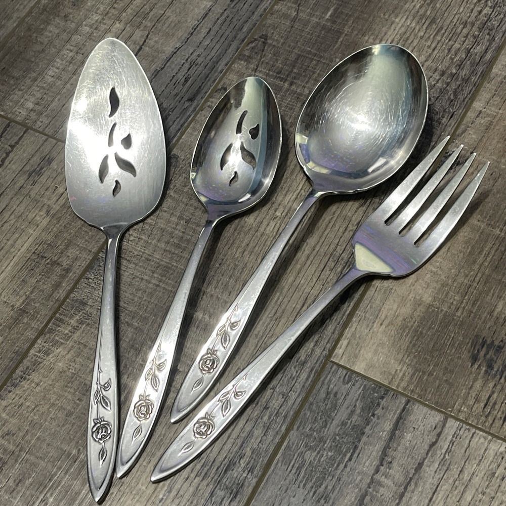 MY ROSE Set of 4 Serving Pieces Oneida Community Stainless Steel